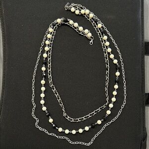 Elegant Silver and Cream Beaded Necklace